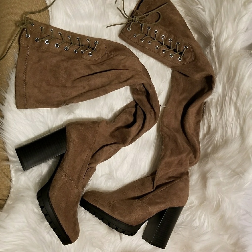 Thigh High Taupe Boots